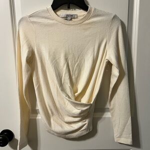 Joe's Jeans Cream Faux Wrap Long Sleeve Sweater NWOT XS P2P 17” Very Soft